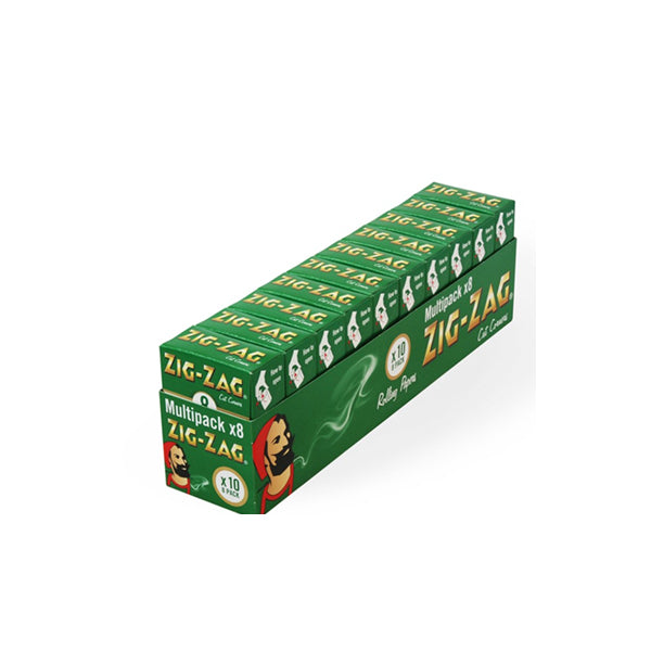 8 Booklet Zig-Zag Green Regular Rolling Papers - Pack Of 10