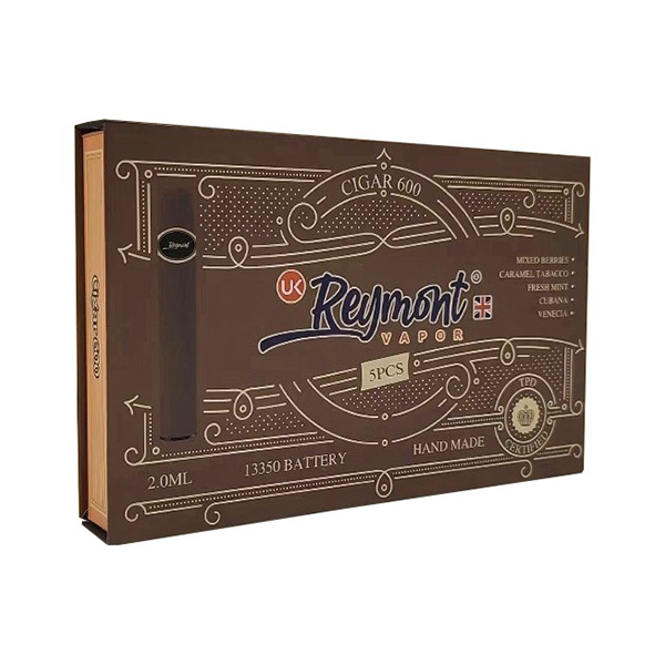 20mg Reymont Cigars 600 Disposable Gift Box 5 pack - 3000 Puffs