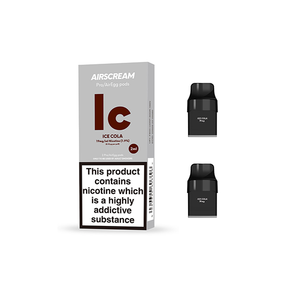 19mg AIRSCREAM Air Pre Filled Pods 1.2Ω 2ml 2Pcs ( Compatible With AirsPops Pro & AirEgg )